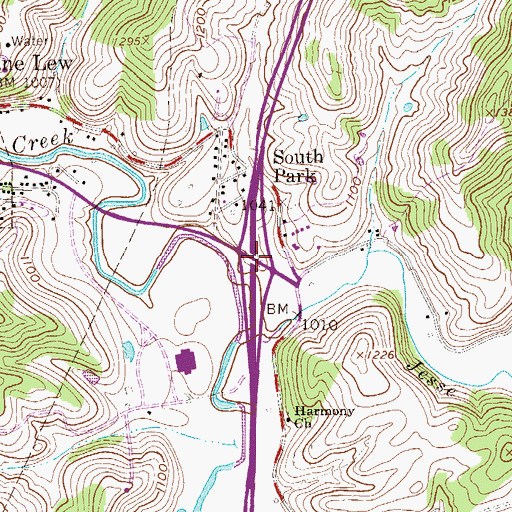 Topographic Map of Interchange 105, WV