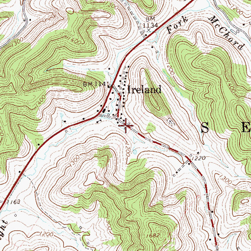 Topographic Map of Ireland Post Office, WV