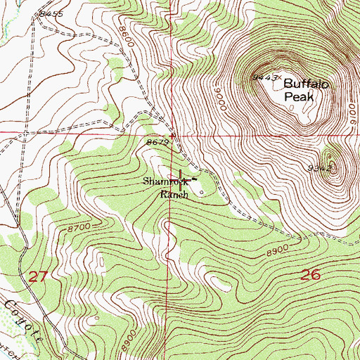Topographic Map of Shamrock Ranch, CO