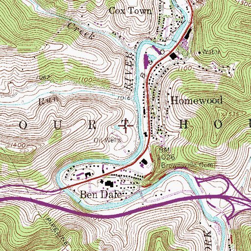 Topographic Map of Lewis County High School, WV
