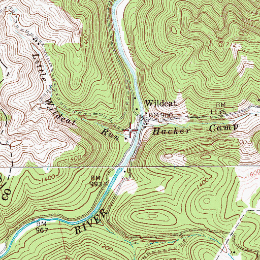 Topographic Map of Little Wildcat (historical), WV