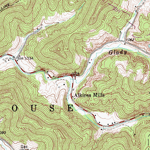 Topographic Map of Lower Glady School (historical), WV