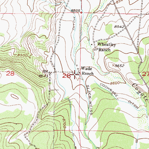 Topographic Map of Wade Ranch, CO