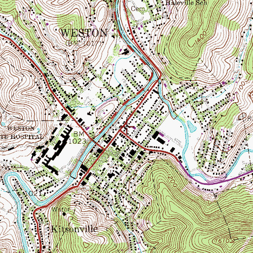 Topographic Map of Main Avenue Presbyterian Church, WV