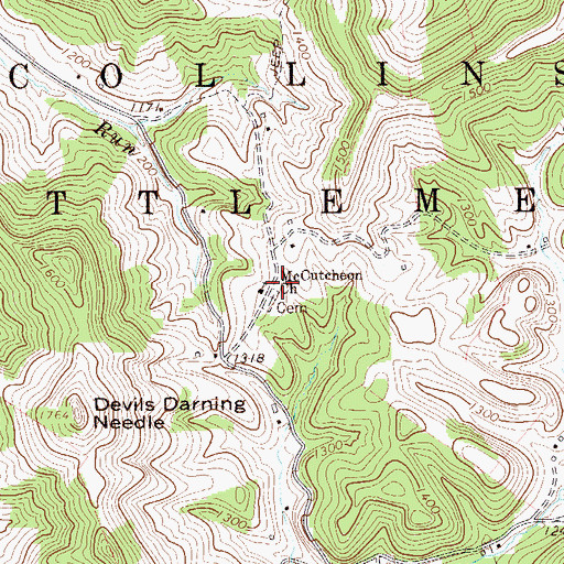 Topographic Map of McCutcheon School (historical), WV