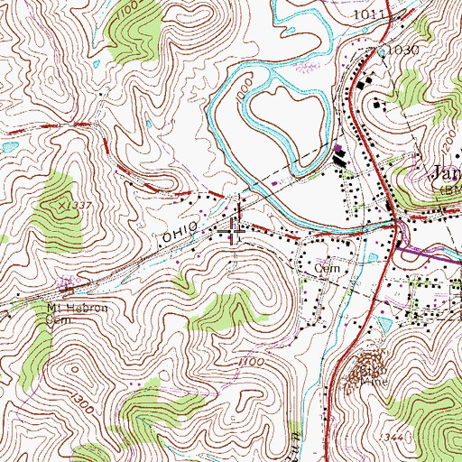 Topographic Map of Mount Hebron United Methodist Church, WV