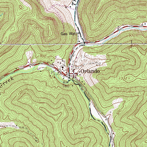 Topographic Map of Orlando Post Office, WV