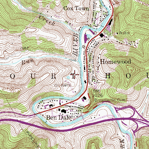 Topographic Map of Peterson-Central Elementary School (historical), WV