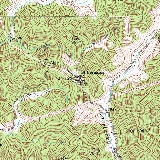 Topographic Map of Saint Bernard Cemetery, WV