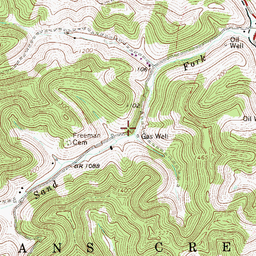 Topographic Map of Sand Fork School (historical), WV