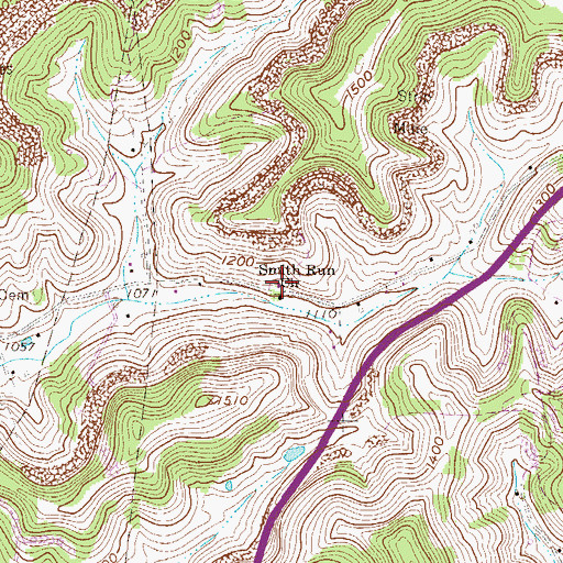 Topographic Map of Smith Run Cemetery, WV