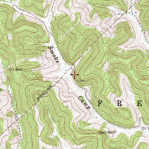 Topographic Map of Smoke Camp School (historical), WV