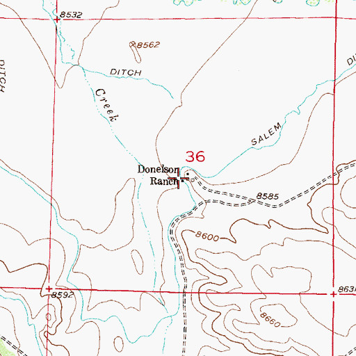 Topographic Map of Donelson Ranch, CO