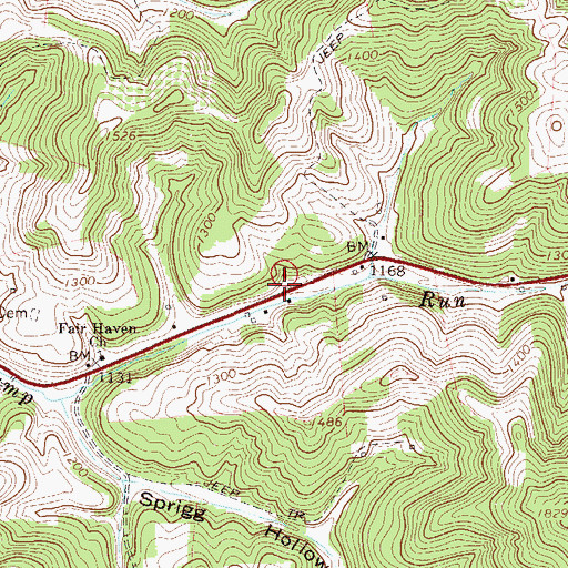 Topographic Map of Sugarcamp School (historical), WV