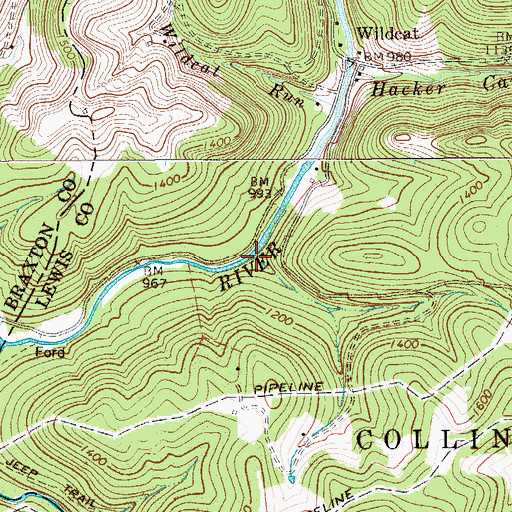 Topographic Map of Tobacco Run, WV