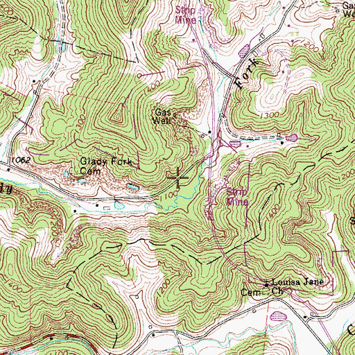 Topographic Map of Upper Glady School (historical), WV