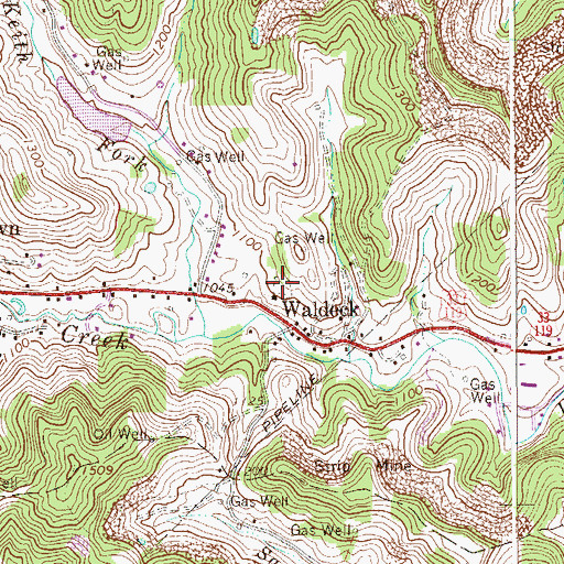 Topographic Map of Waldeck Cemetery, WV