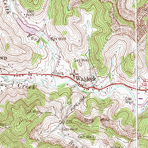 Topographic Map of Waldeck United Methodist Church, WV