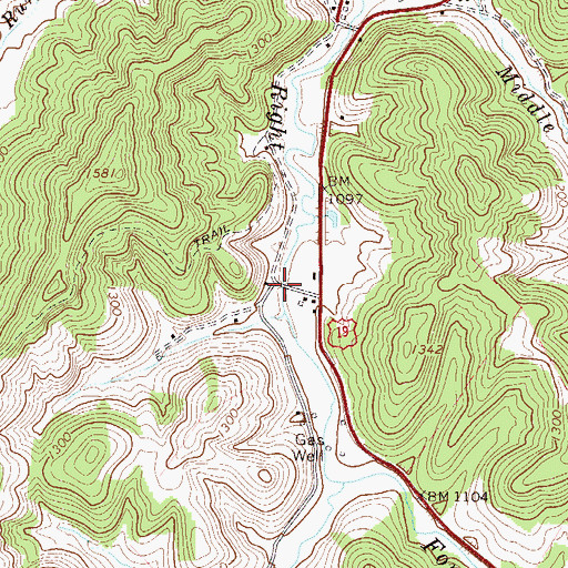 Topographic Map of Walkersville Covered Bridge, WV