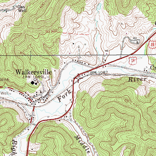 Topographic Map of Walkersville Post Office, WV