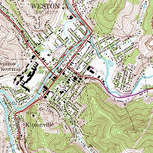 Topographic Map of Weston Central Elementary School (historical), WV