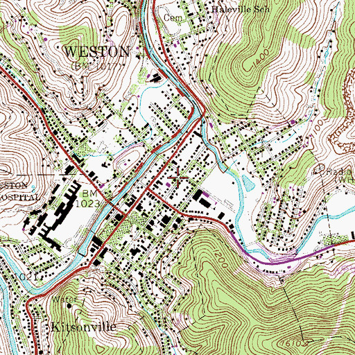 Topographic Map of Weston Colored School (historical), WV
