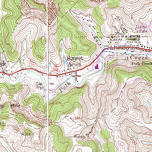 Topographic Map of Weston Manor, WV