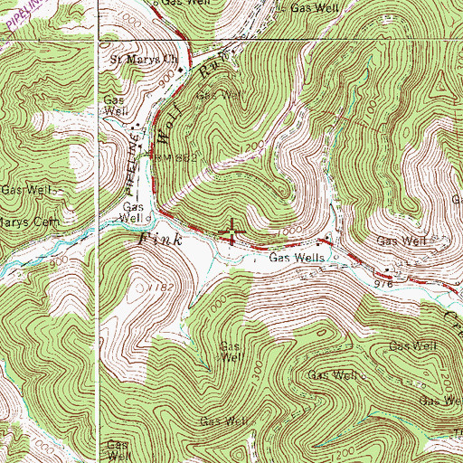 Topographic Map of Wolf Run School (historical), WV