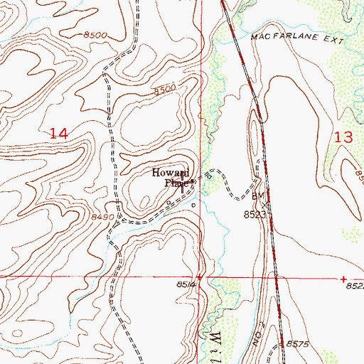 Topographic Map of Howard Place, CO