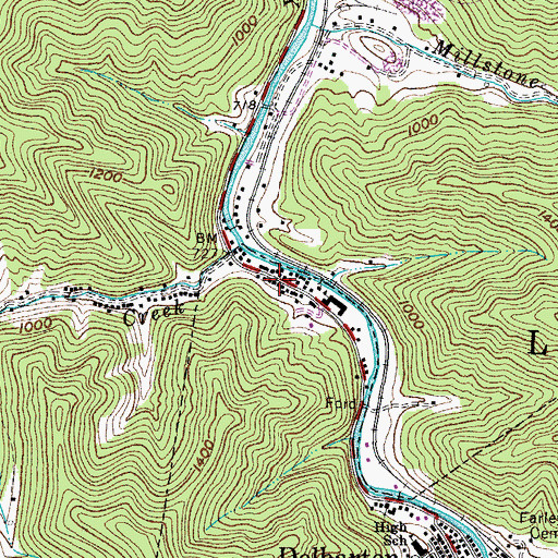 Topographic Map of Burch, WV