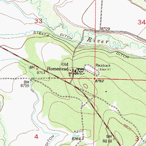 Topographic Map of Old Homestead, CO