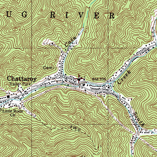 Topographic Map of Chattaroy Elementary School (historical), WV