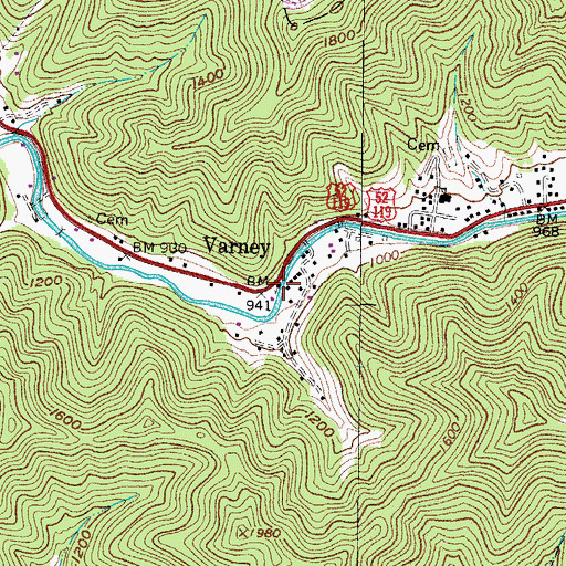 Topographic Map of Church of God, WV