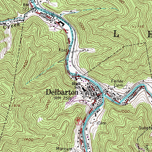 Topographic Map of Delbarton United Baptist Church, WV