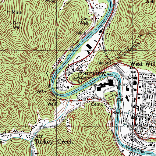 Topographic Map of Fairview Cemetery, WV