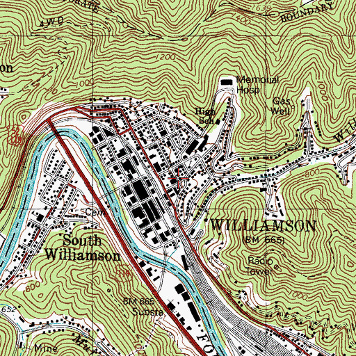 Topographic Map of First Baptist Church, WV