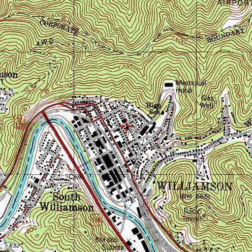 Topographic Map of First Presbyterian Church, WV