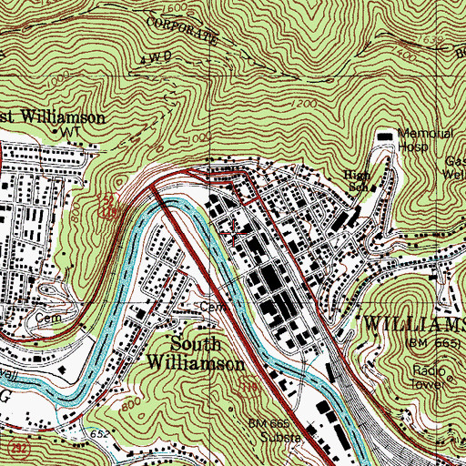 Topographic Map of First United Methodist Church, WV