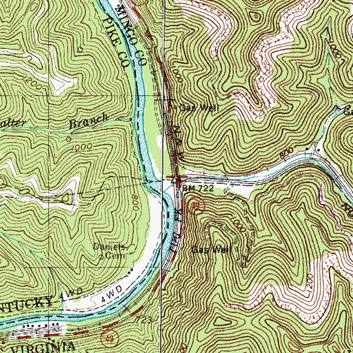 Topographic Map of Lick Fork Siding (historical), WV