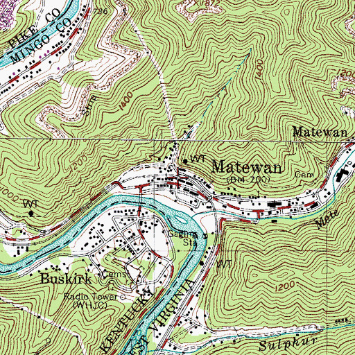 Topographic Map of Matewan Post Office, WV