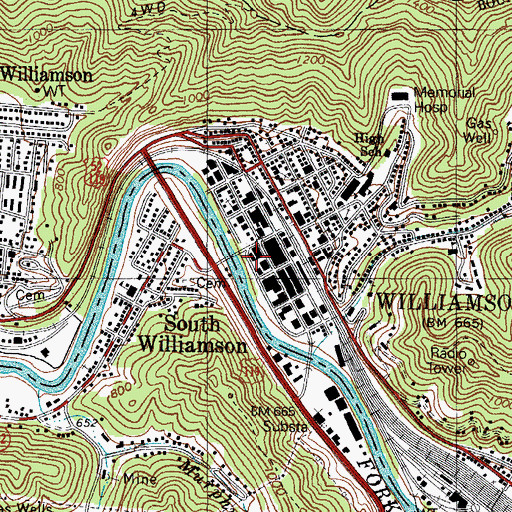 Topographic Map of Mingo County Jail (historical), WV