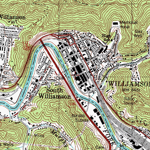 Topographic Map of Mingo Memorial Building, WV