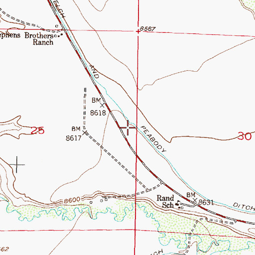 Topographic Map of Welch and Peabody Ditch, CO