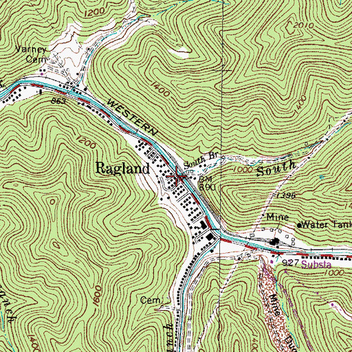 Topographic Map of Ragland Post Office, WV