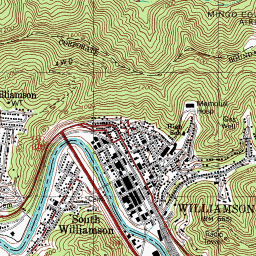 Topographic Map of Sacred Heart Roman Catholic Church, WV