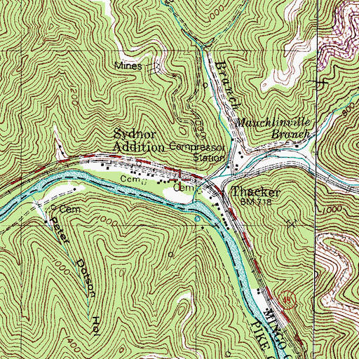 Topographic Map of Thacker Post Office, WV