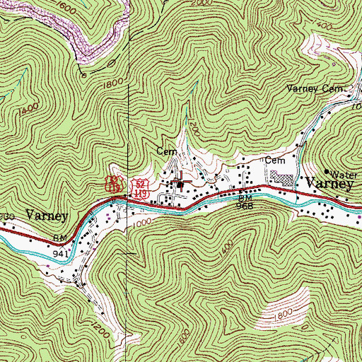 Topographic Map of Varney Elementary School (historical), WV