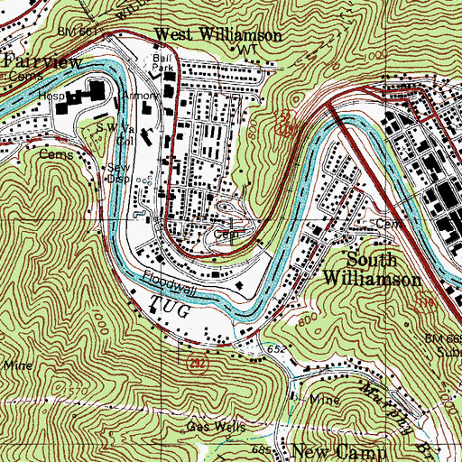 Topographic Map of Williamson Cemetery, WV