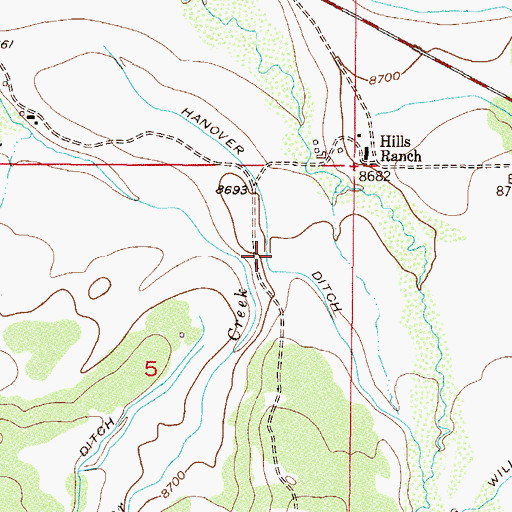 Topographic Map of Hanover Ditch, CO