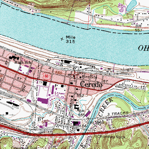Topographic Map of Calvary Baptist Church, WV